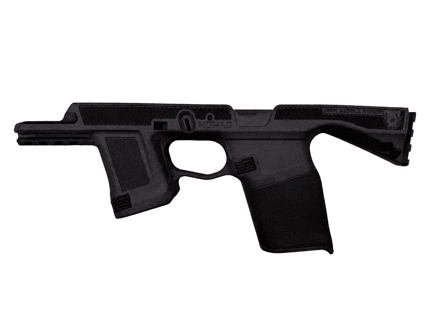 Side profile of the Iron Saddle Armory Nomad lower chassis for the Ruger RXM platform
